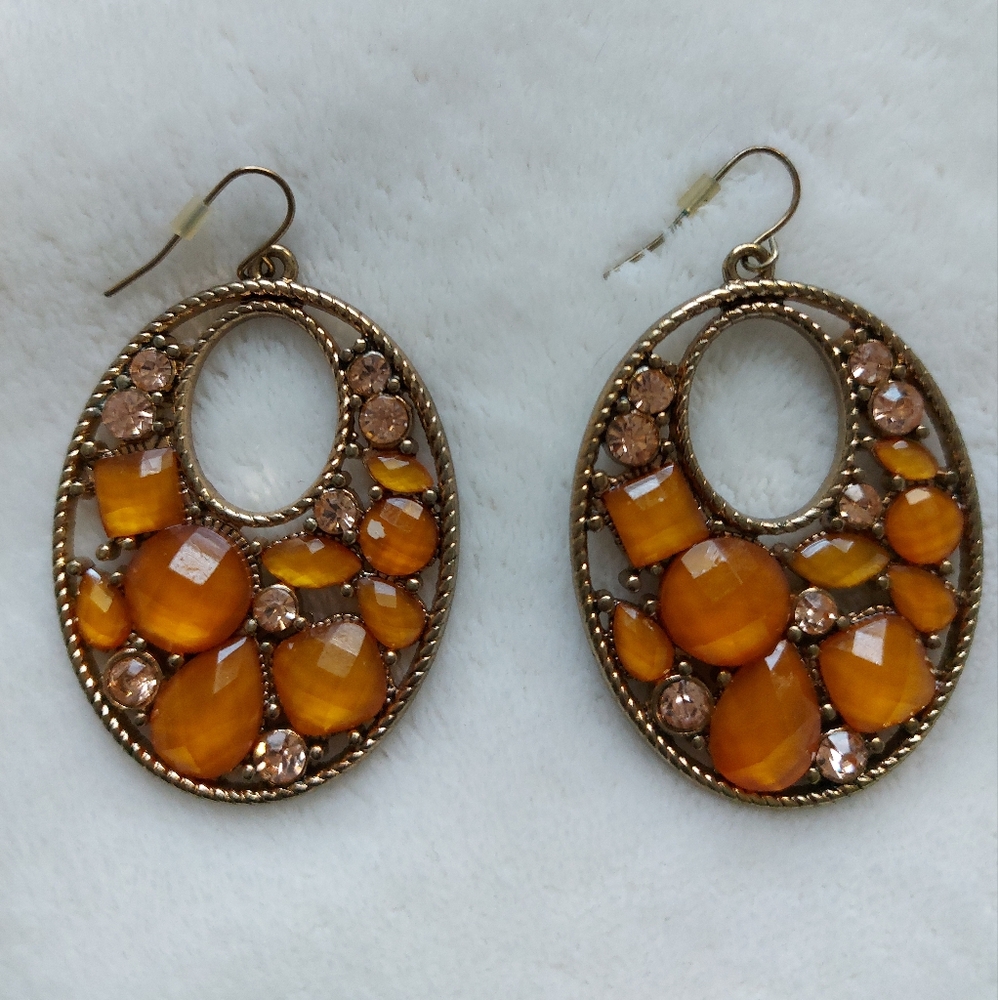 Vintage-Inspired| Orange & Pink Gem Accents